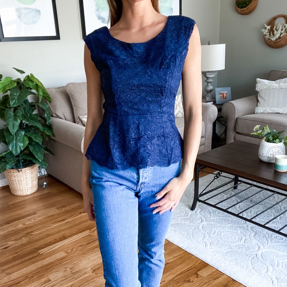Forever 21 Navy Blue Lace Blouse